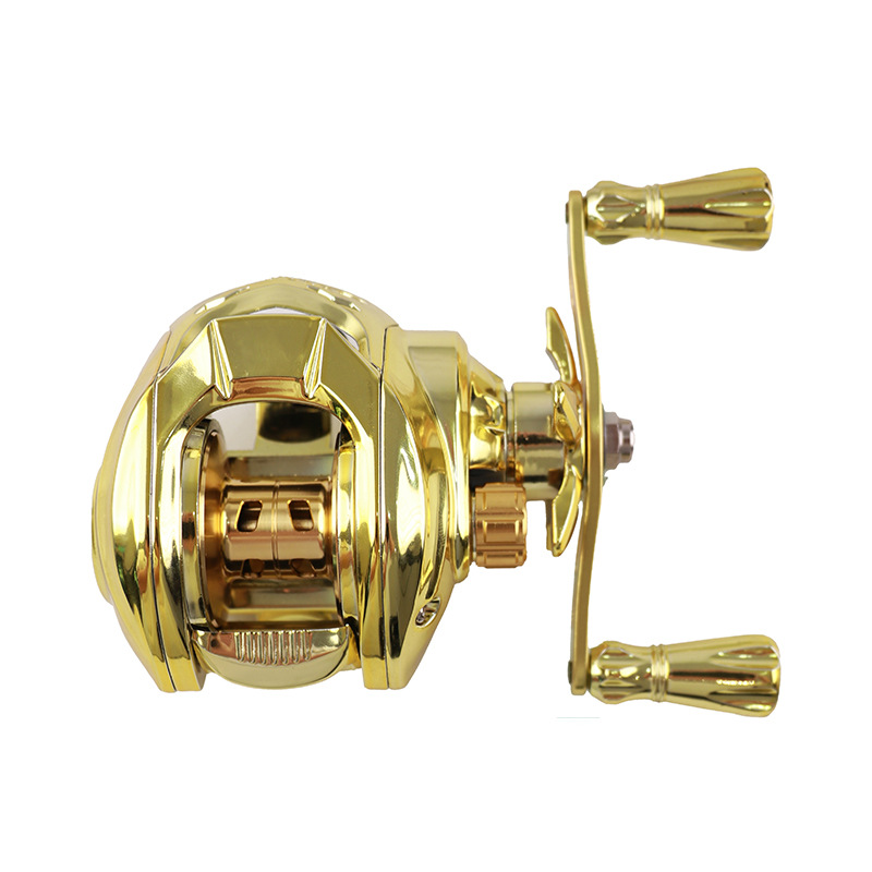 Ice Fishing Line - Carrete de Pesca de Metal Dorado,